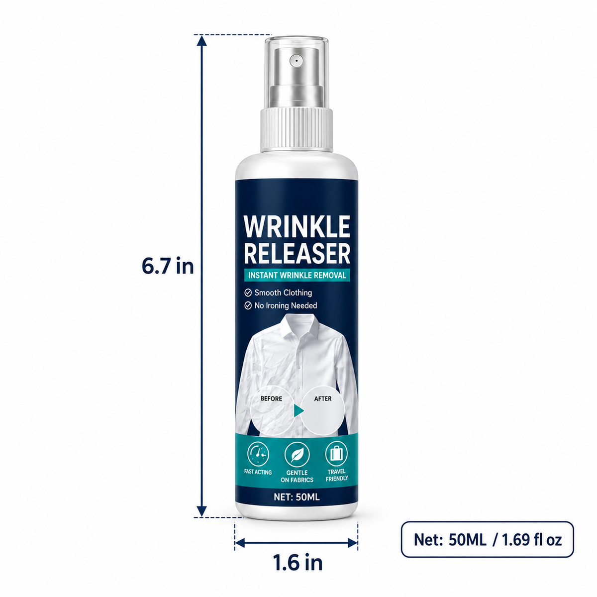 Instant wrinkle release – no iron, travel-ready, static-free & fresh.
